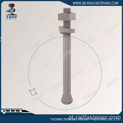 Parafuso sapo AREMA Gr5 com porca para ferrovia